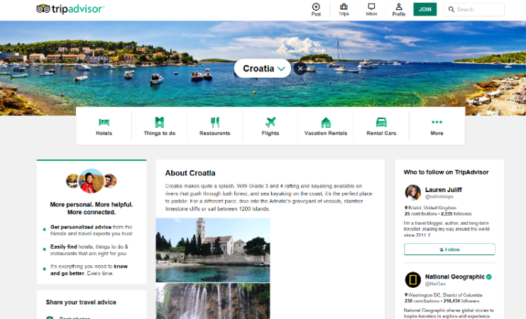 Hrvatska na vrhu popisa zemalja s najvećim rastom popularnosti na TripAdvisoru