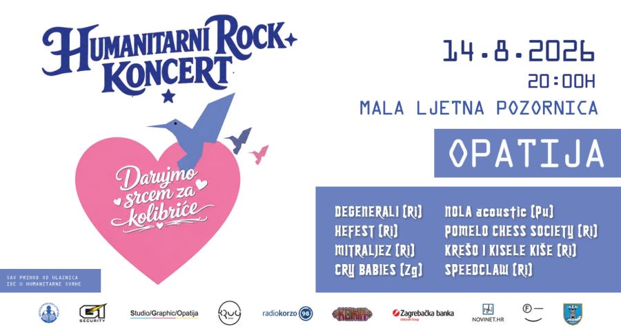 Opatija: Humanitarni koncert “Darujmo srcem za Kolibriće”