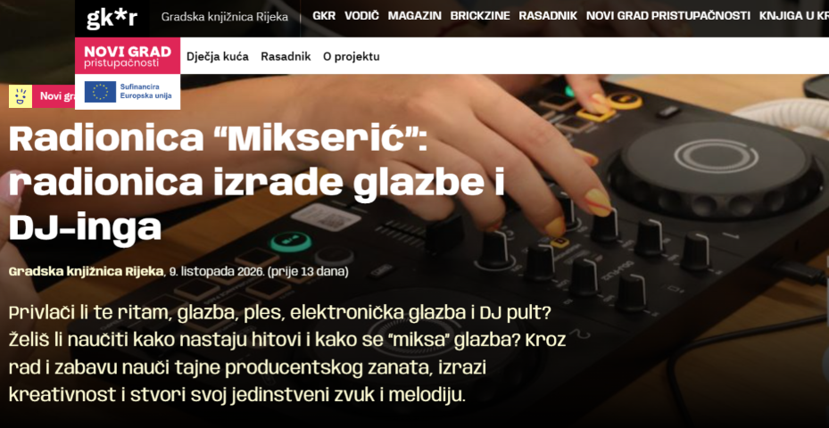 Radionica izrade glazbe i DJ-inga za srednjoškolce